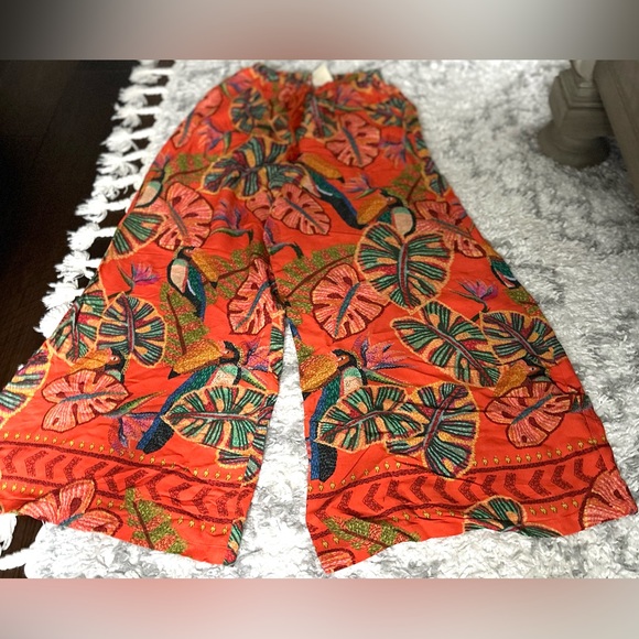 ‼️RARE‼️🎸Farm Rio🎸🔥NWT🔥Birdie Wide-Leg Pants—XS - Picture 9 of 16